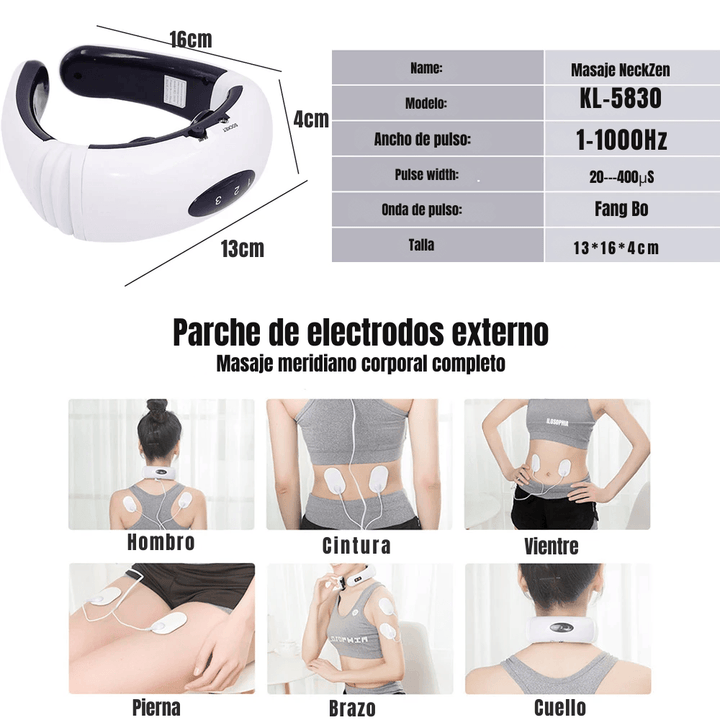 NeckZen Massage: Masajeador cervical con 6 modos y calefacción por infrarrojos - Brillo Singular