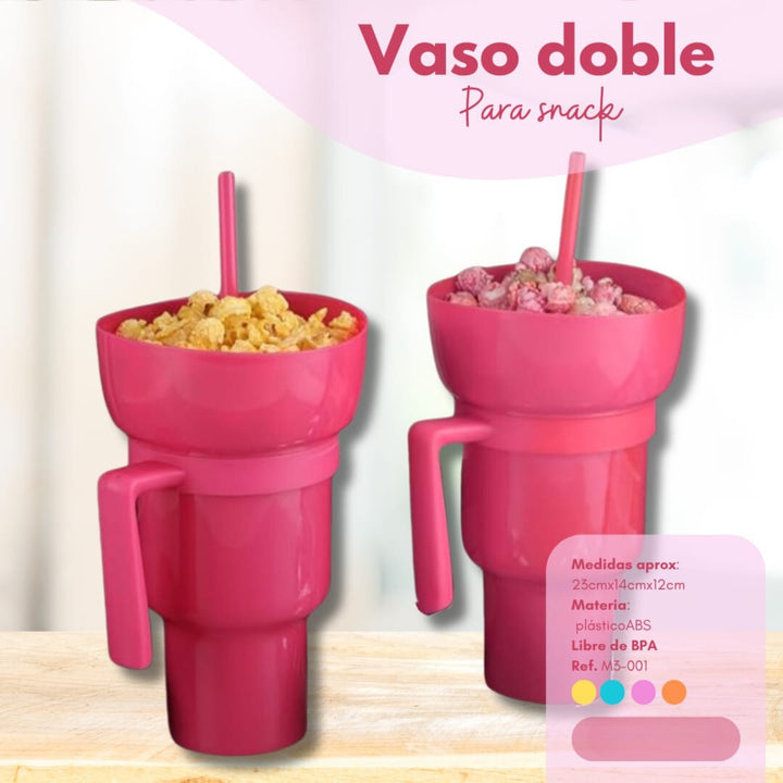 VASO DOBLE PARA SNACKS BOWL 2 EN 1