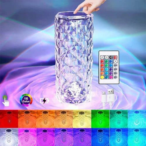Lámpara Cristal Touch - Lámpara de mesa de 16 colores + mando a distancia gratis